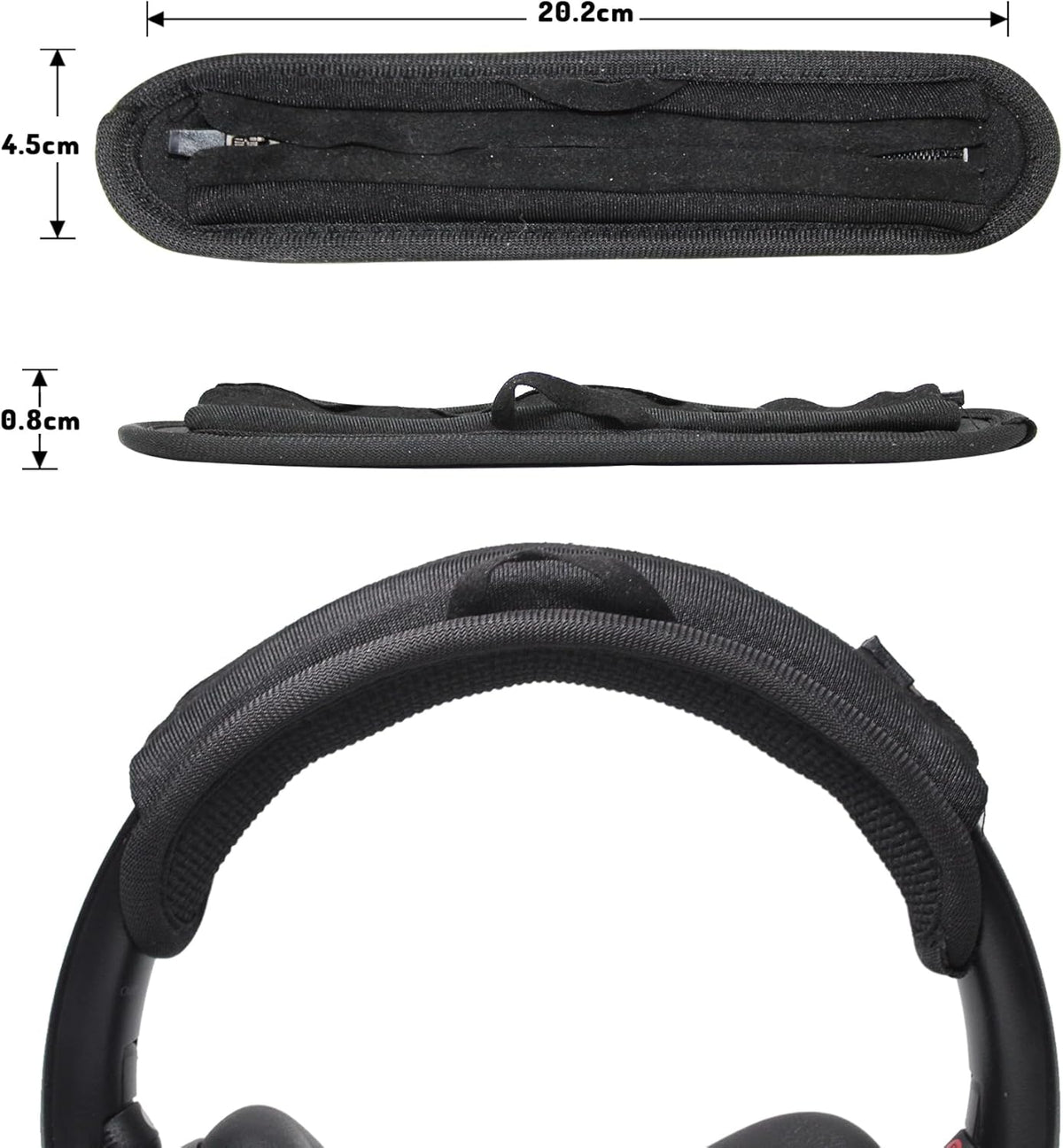 Adhiper Universal Headphone Headband Cover for Sony Beats Bose Soundcore HyperX ATH Skullcandy JBL Jabra, Headband Cover Cushion Protector for Sony XM4, XM5 & Beats Studio Pro/Solo4 Headphones - Black