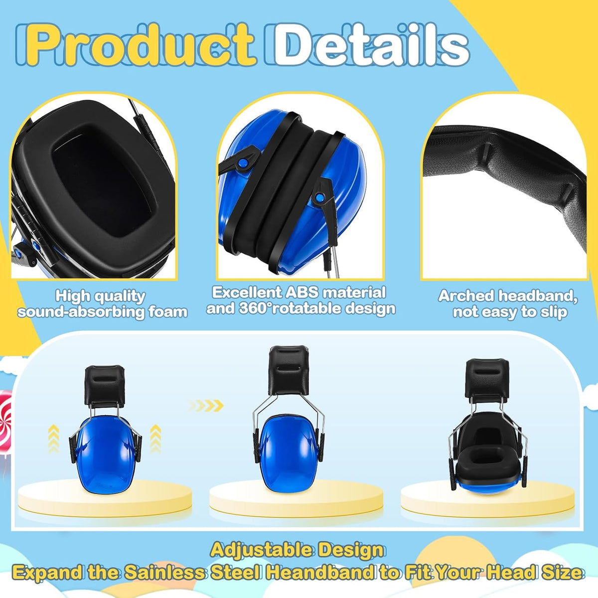 Amylove 12 Pcs Kids Ear Protection Noise Cancelling Headphones Ear Muffs Bulk 27db Adult Noise Reduction Hearing Earmuff(Universal Fit (kids & Adults),Fresh Style,Bright Color)