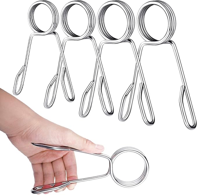 Sumind 4 Pcs 2 inch Barbell Spring Collars Clamps Clips for Weightlifting, Silver