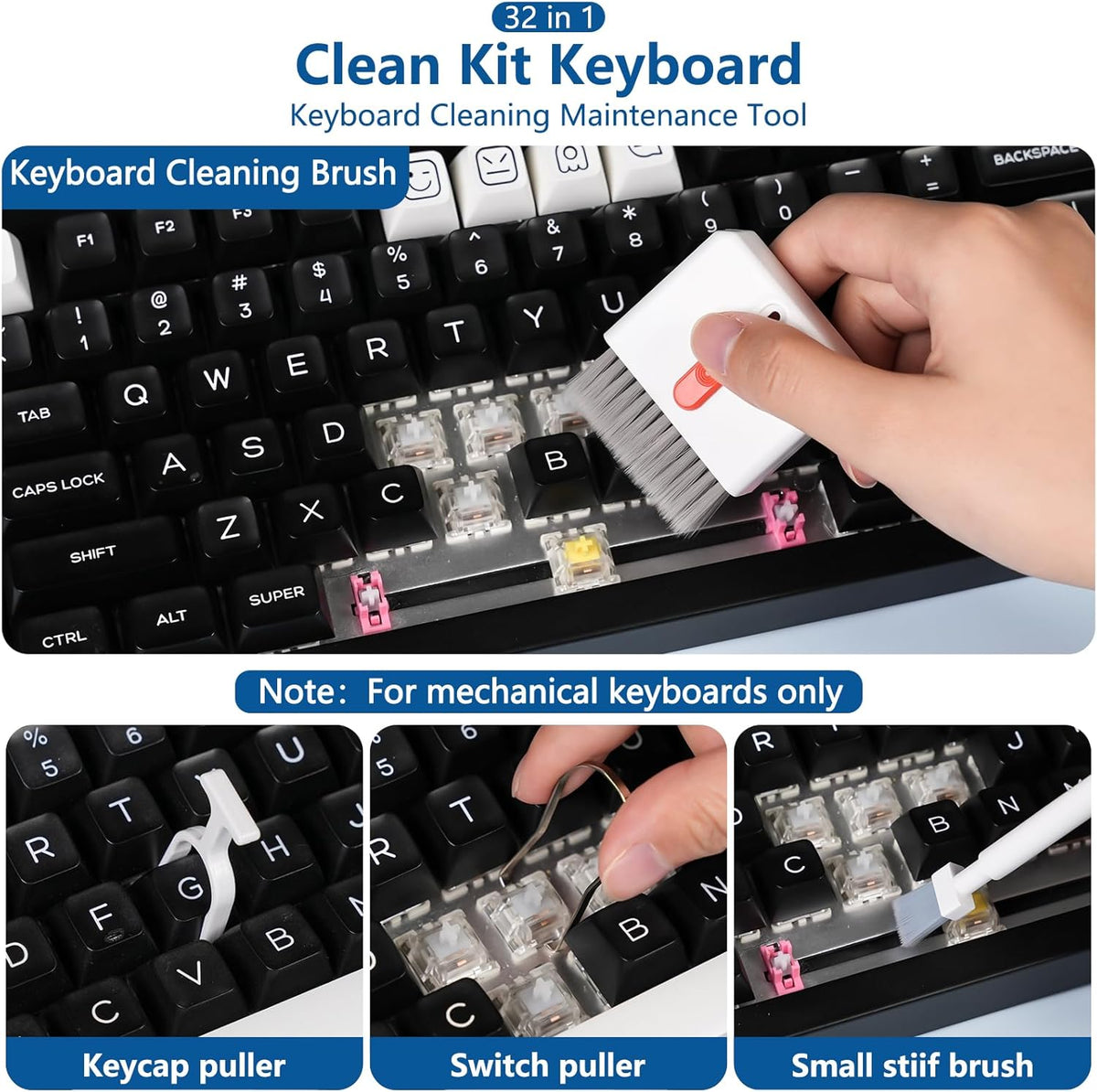 Inesore 32 1 in Cell Phone Cleaning kit with Charging Port Cleaner,Stylus Pen,SIM Tool,Keyboard Brush,Speaker