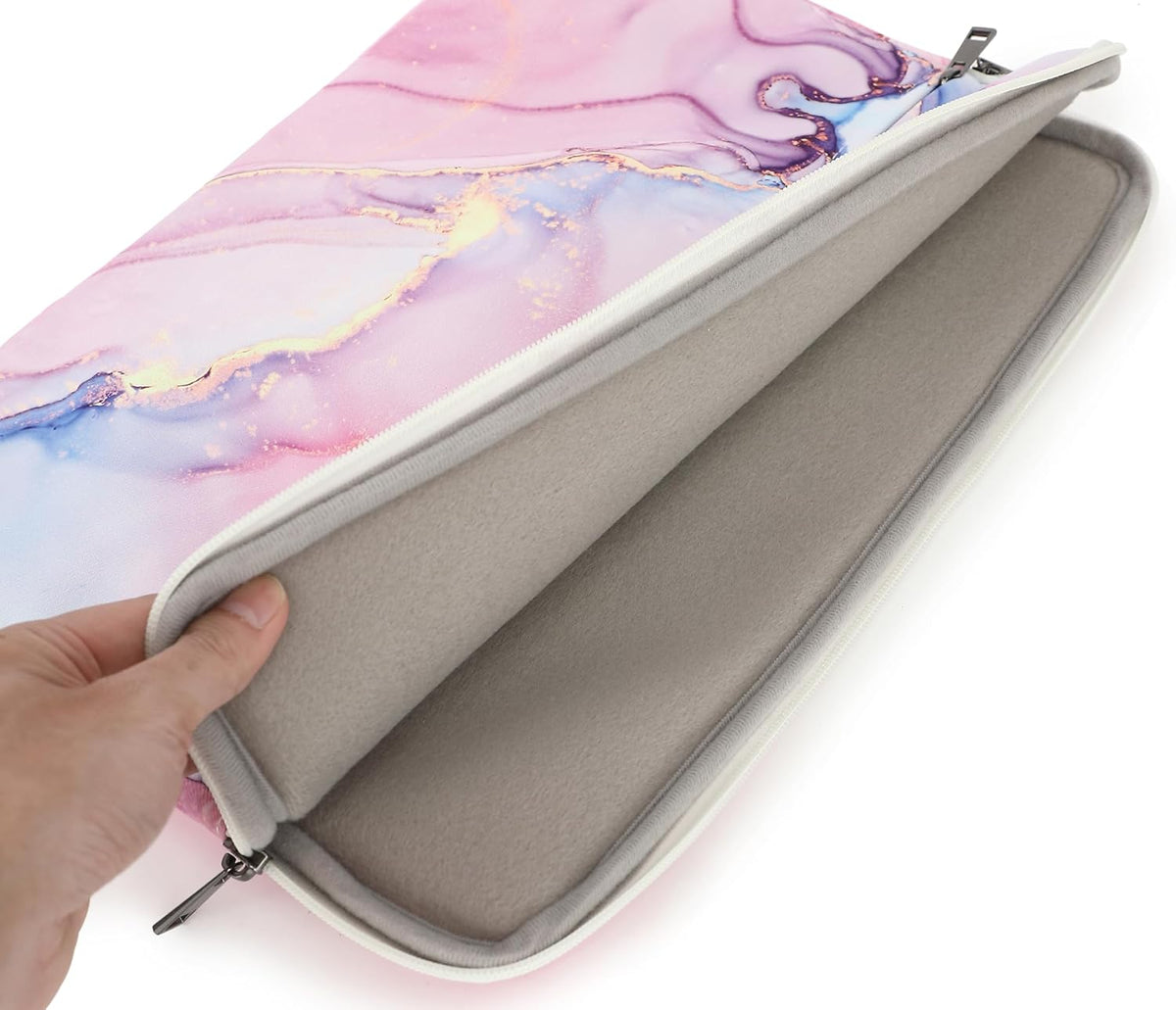 Canvaslove Laptop Sleeve Case Bag Cover with Pocket for MacBook Pro 16 and 16 inch HP Lenovo Dell ASUS Acer Notebook Computer (Pink Marble)