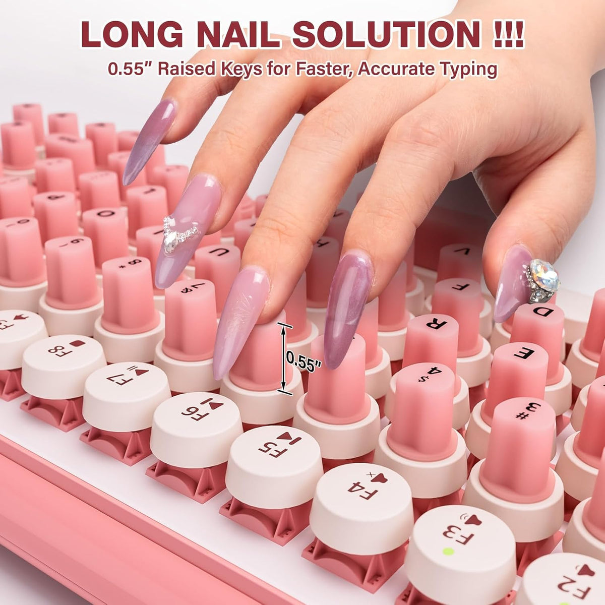 70PCS Raised Keyboard Stickers for Long Nails, Universal Nail Art Keyboard Bubbles, Self-Adhesive Keyboards for Long