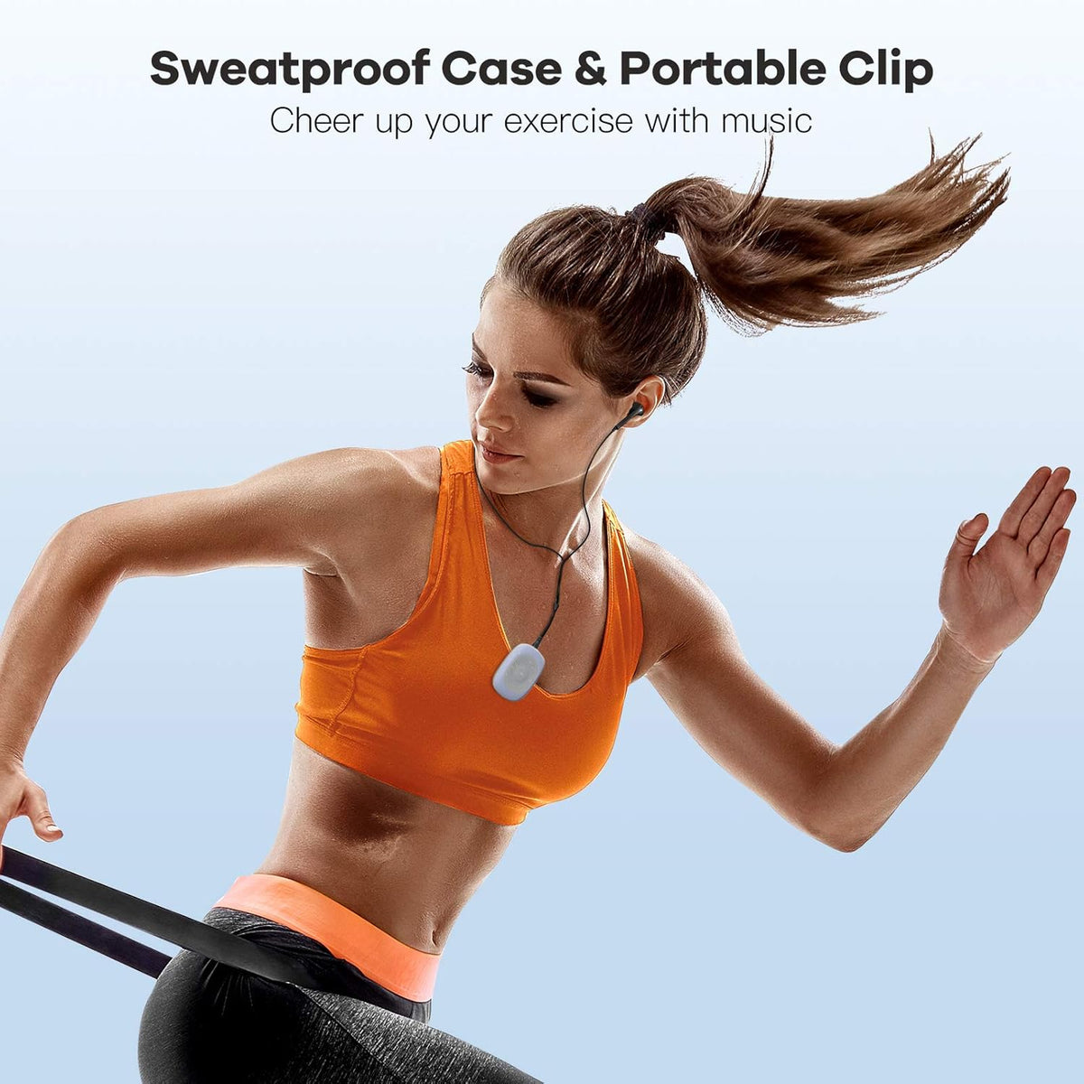 AGPTEK 64GB MP3 Clip Player with FM Shuffle, Portable Music Player with Sweatproof Silicone Case for Sports