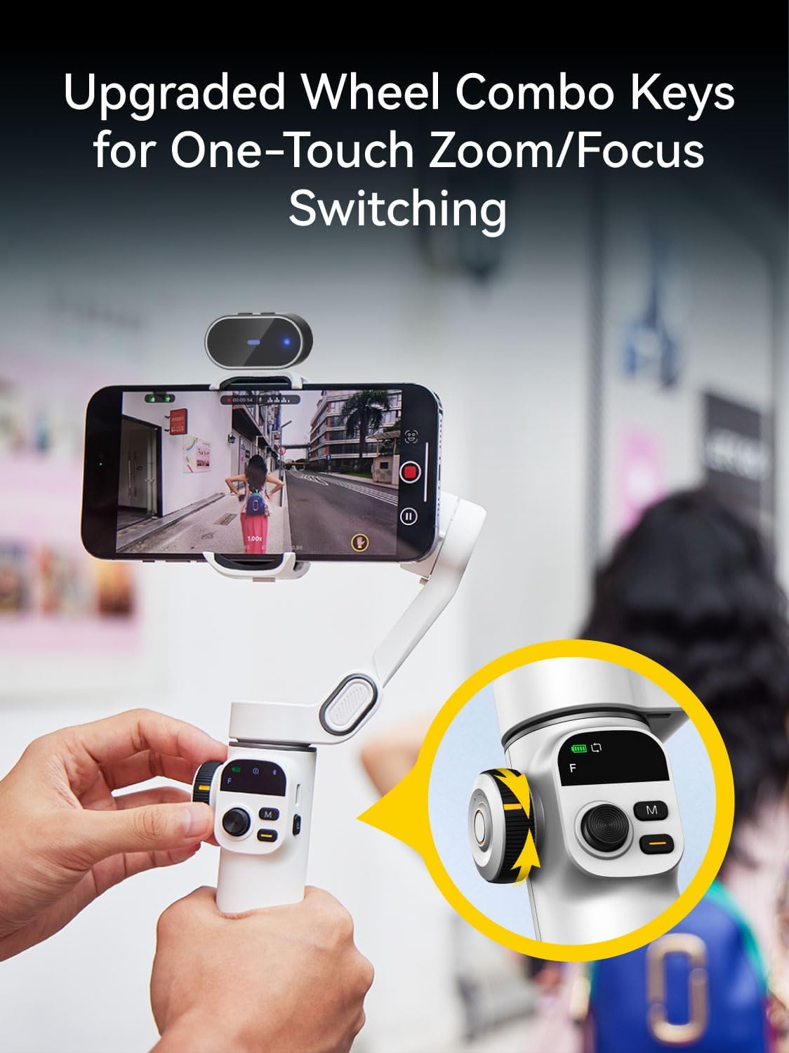 Gimbal Stabilizer for iPhone, Phone Gimbal with AI Tracking Sensor for Vlog Recording, 3-Axis Phone Gimbal with 7.8' Extension Rod and OLED Display for iPhone/Android-Smart X2 AI White