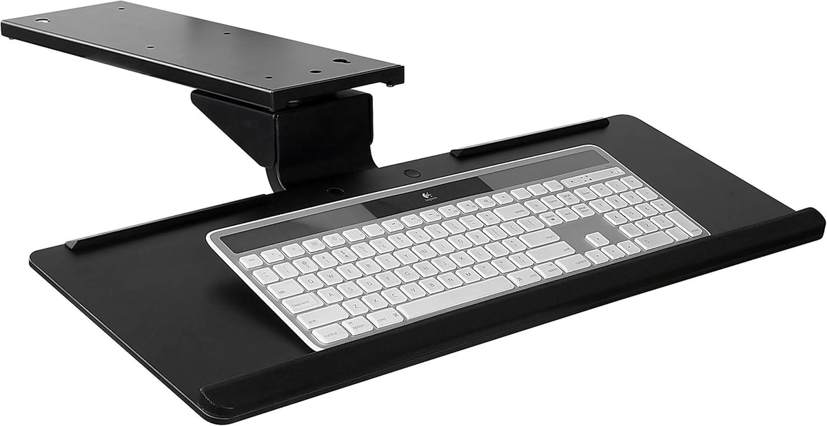 Mount-It! Under Desk Keyboard Tray and Mouse Platform, Ergonomic Computer Keyboard Drawer with Gel Wrist Pad, 17 inch Space Saving Track, Black (MI-7138)