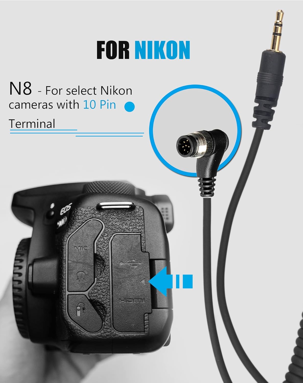 AODELAN Wireless Remote Control for Nikon Cameras, Timer Remote Shutter Release Cable for Z9 D5 D6 D800 D810 D850 ; Replaces Nikon MC-30