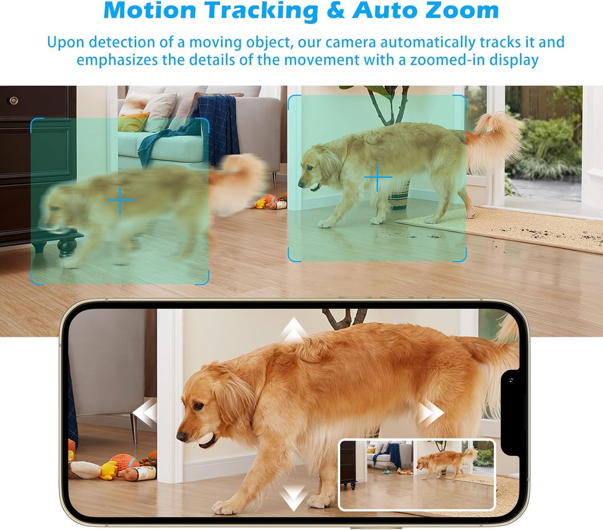 GUOANVISION 3MP 5G 360 Detection,2-Way Indoor Pan/Tilt Security Camera, WiFi Rotating Home Cameras for Baby Monitor/Pet