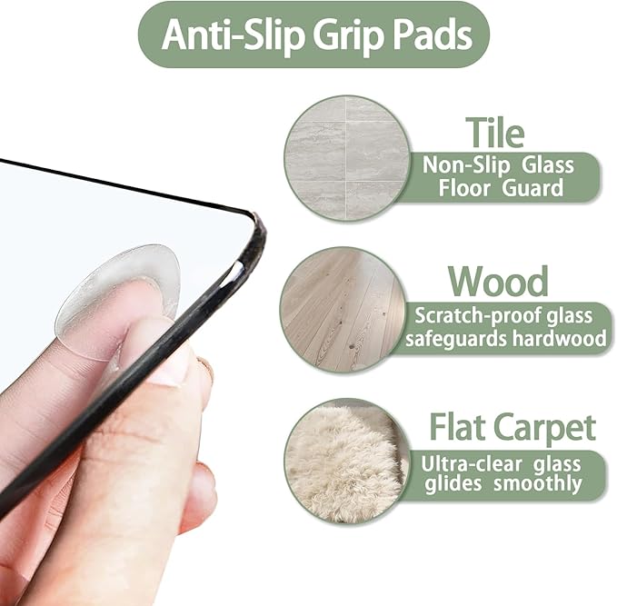Tempered Glass Chair Mat 55x36 – Ultra-Clear Office Chair Mat for Hardwood Floors &amp Low-Pile Carpets – Heavy-Duty 0.2 Scratch-Resistant Surface with Non-Slip Pads – Supports 1000 lbs