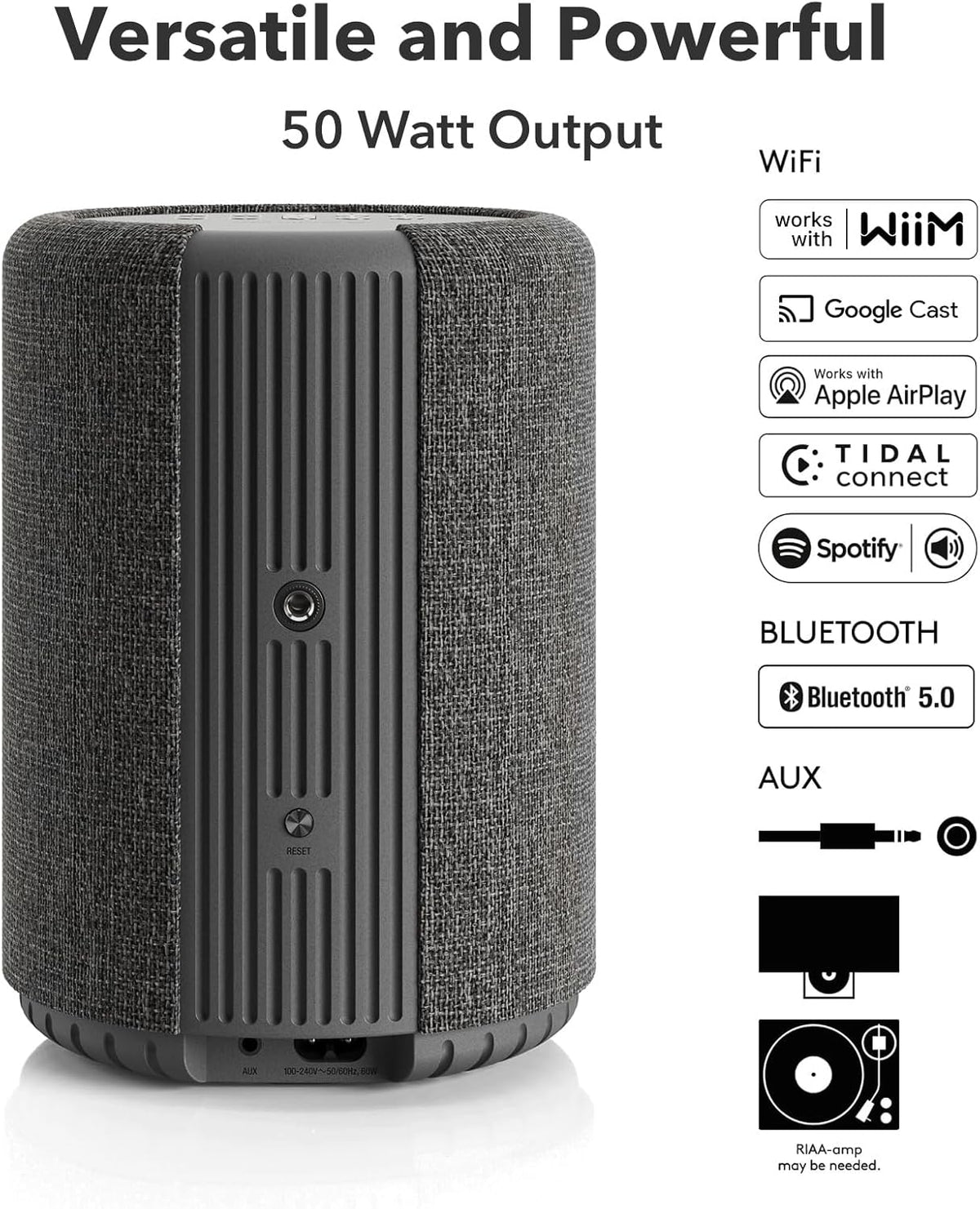 Audio Pro A10 MKII Wireless Multiroom Speaker, WiiM Edition | High Fidelity, Bluetooth, WiFi | Compatible with AirPlay 2, Google Cast, Siri, WiiM Home App, Stream Spotify, Tidal & More, Dark Gray