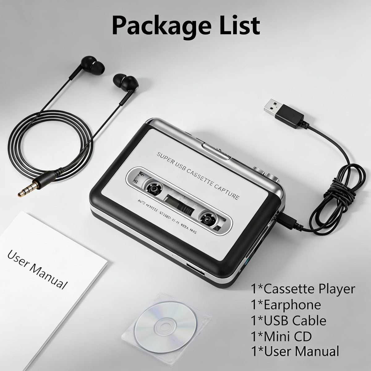 Gxyamen Cassette Cassette MP3 Tape Player Recorder, to Converter with Software, Compatible with Laptops and Personal