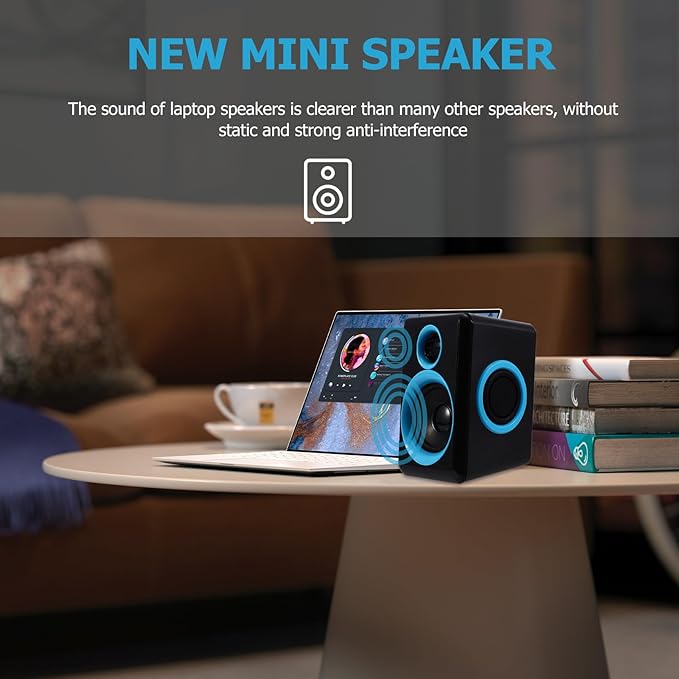 Mini USB 2.0 Computer Speakers with Surround Sound Compact Desktop and Laptop Multimedia Speaker Compatible with Dc 5v Power for Home and Office Use