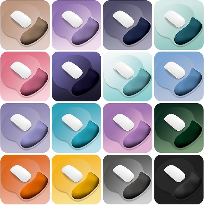 ITNRSIIET Ergonomic Mouse Pad with Wider Memory Foam Wrist Rest +17% - Curved Cushion Reduces Pressure 20%, Pain Relief, Non-Slip, Smooth, Cute Colors, 9.85 x 9 in, Lavender Fade