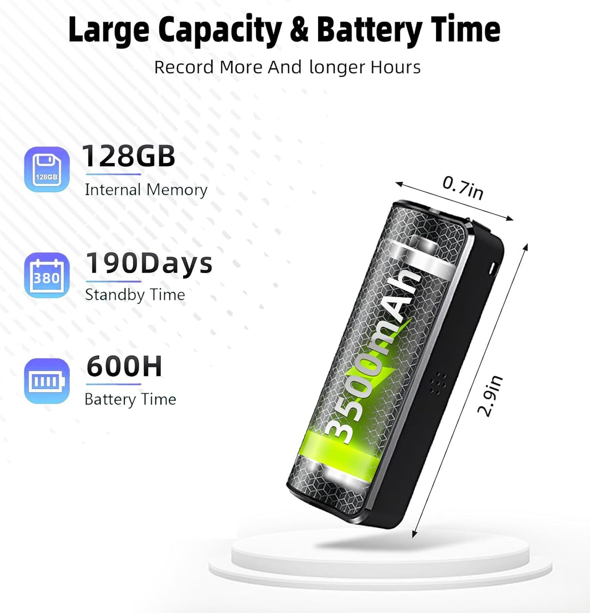 128G Magnetic AI Voice Recorder,Smart Audio Recorder with GPT-5 Summary,1-Month Continuous Recording, Noise Cancel,Magnetic Portable Recording Device for Lectures, Meetings