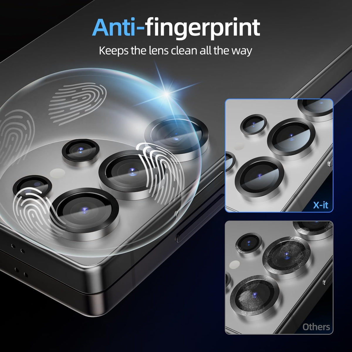 X-it Camera Lens Protector for Samsung S25 Ultra, 9H Tempered Glass, Independent Metal Aluminum Edge Original Protection Design, Suitable for Phone Case, Anti-scratch, Anti-reflective,Silver