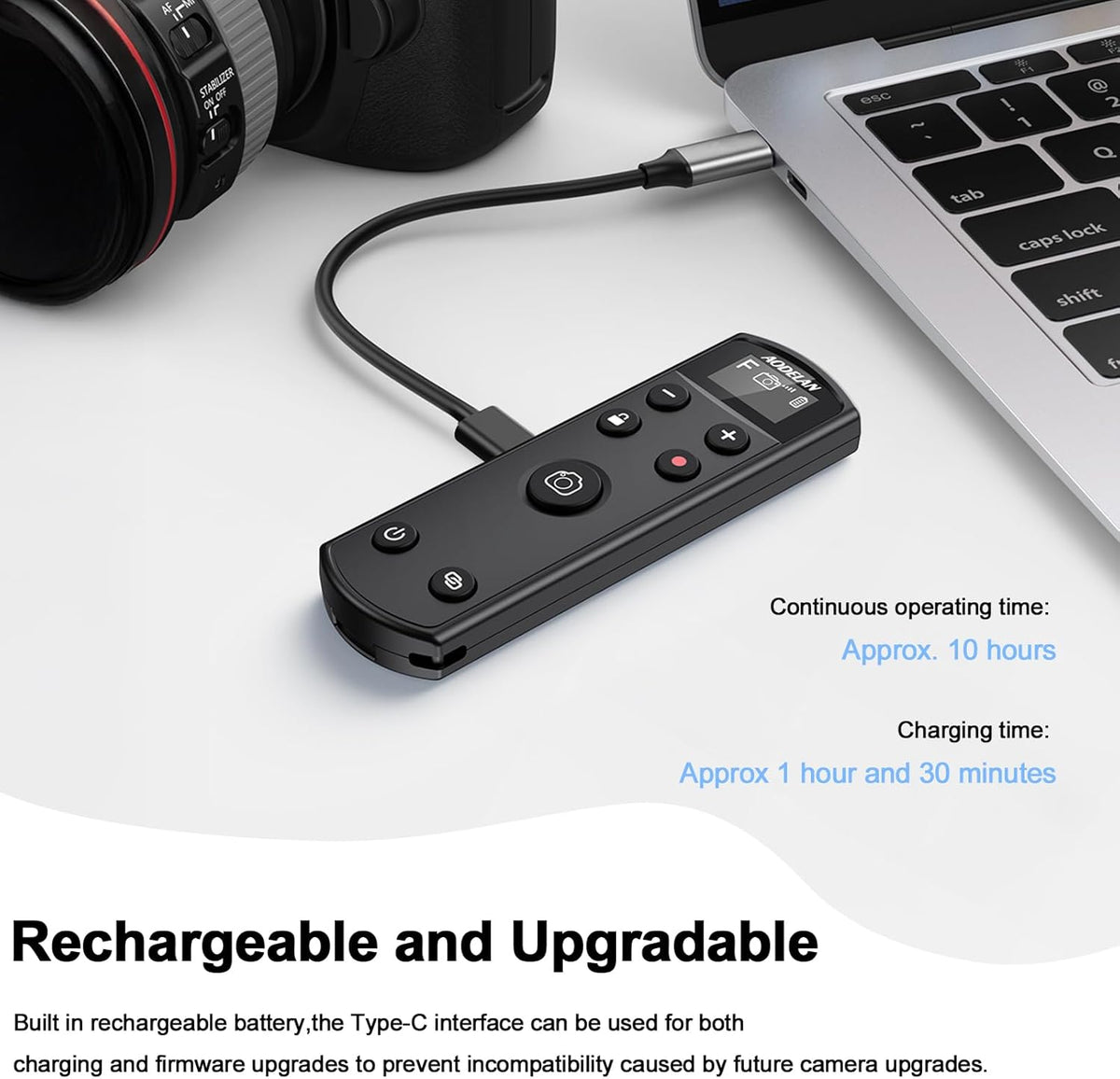 for Fujifilm Rechargeable Camera Remote Control Wireless Shutter Release Compatiable with Fuji X-T30 II, X-S10, X100VI, X-H2S, X-H2, X-T5, X-T4, X-T3, X-S20, X-T50, X-T30, X-M5, X-E5, X Half(Black)