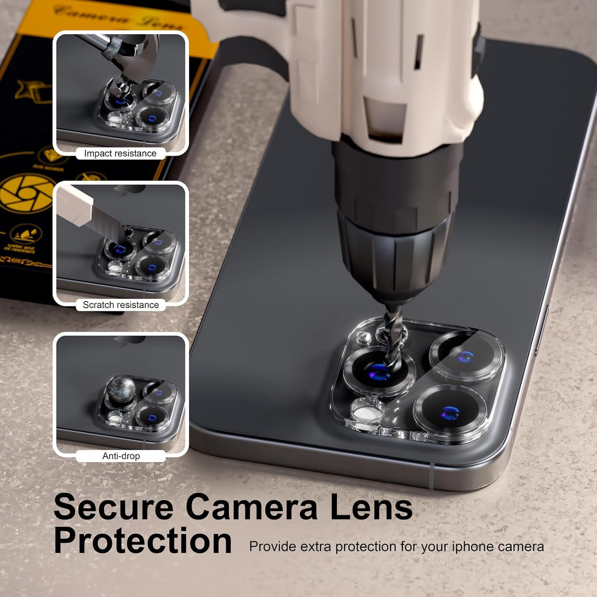 beuxece for 6 Pack iPhone 15 / iPhone 15 Plus Camera Lens Protector [Drop Protection] [Case Friendly] [Easy Installation] 9H Tempered Glass Camera Screen Protector Cover Accessories, CD Black