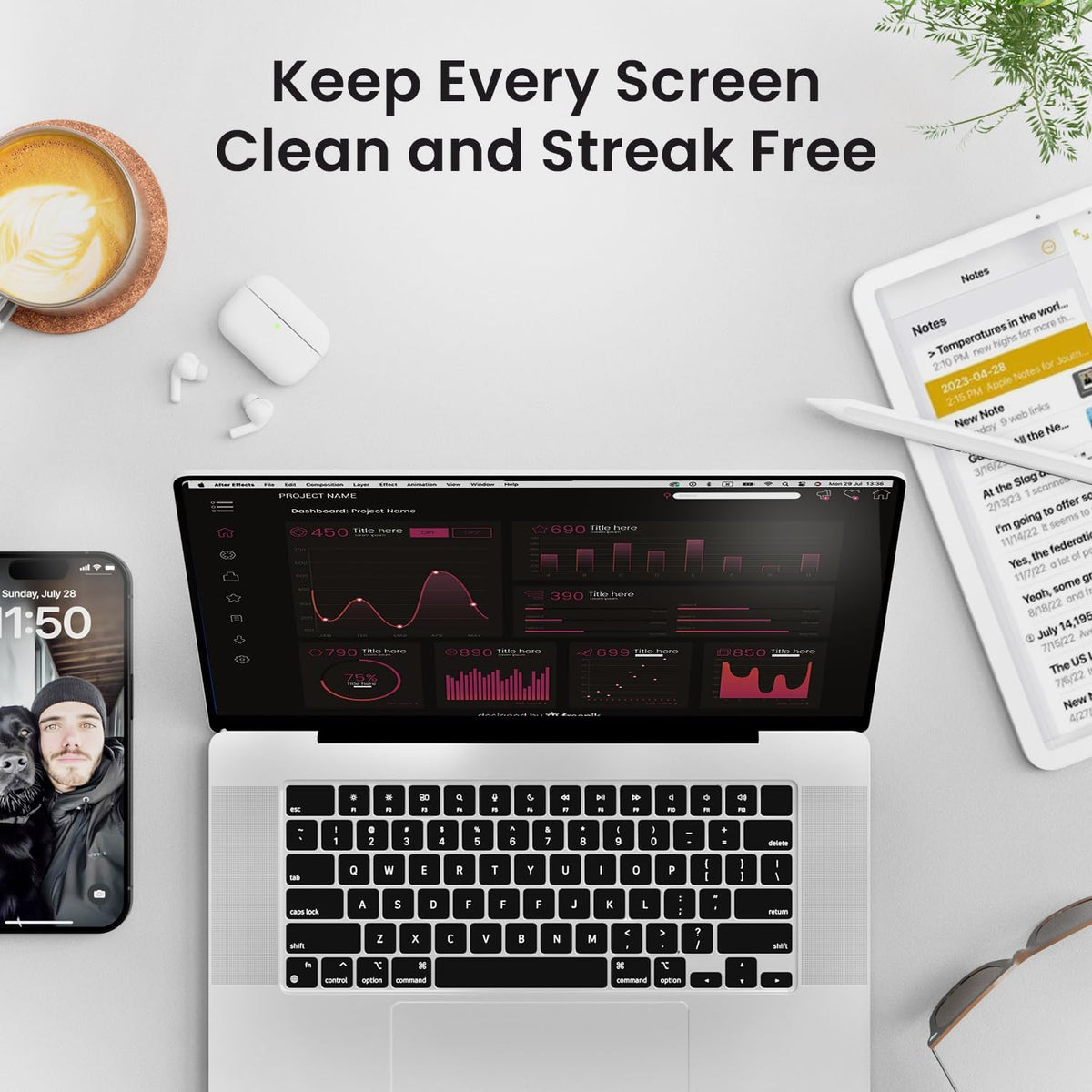 EVEO® Screen Cleaner Spray Kit (Streak-Free) TV Screen Cleaner for Smart TV, LCD, LED, OLED | Computer Screen Cleaner Spray and Wipe Microfiber Cloth - TV, Monitor, Laptop, iPad, Car - 6.7oz 1 Pack
