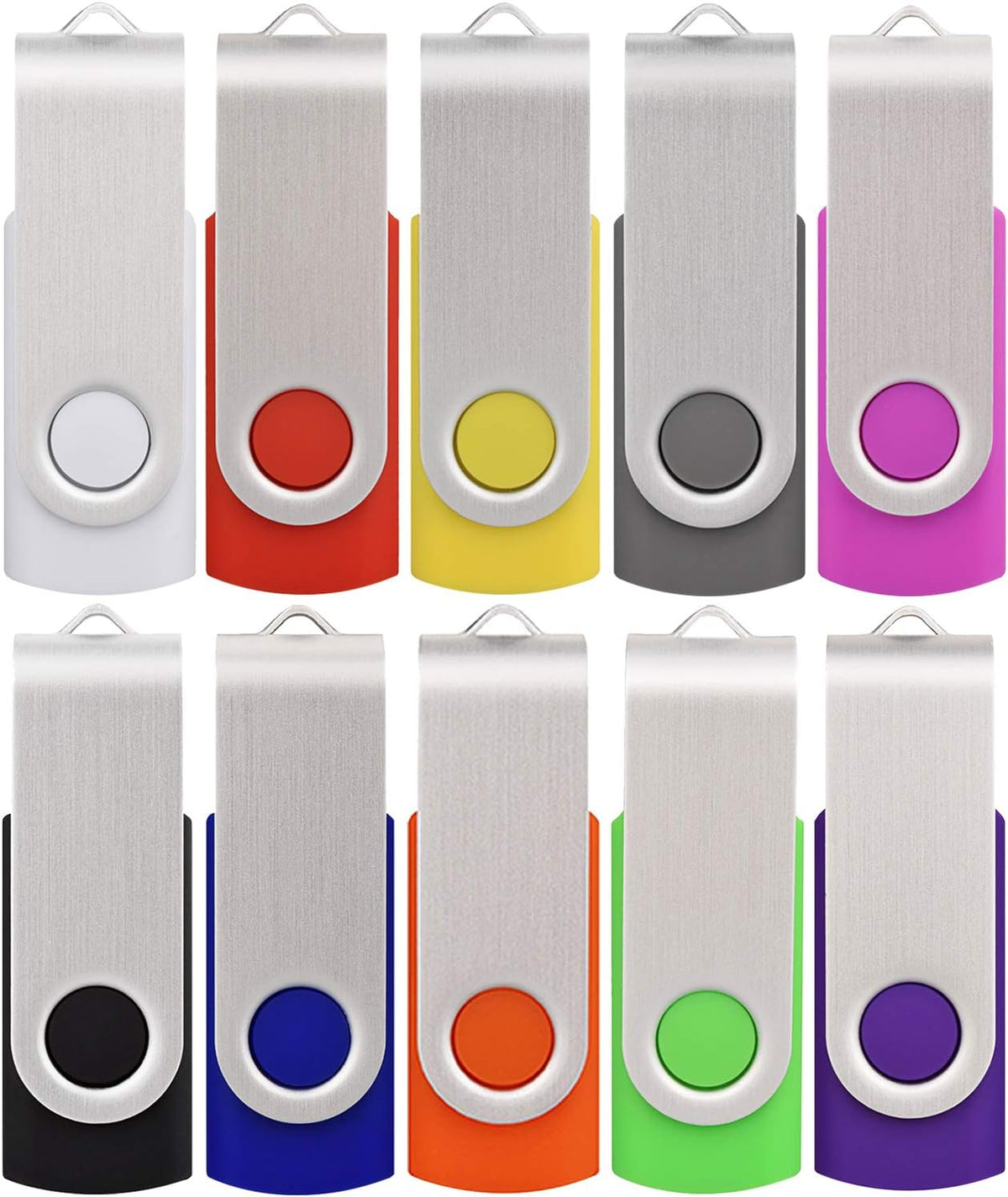 hrongshk 4GB 10 Pack, 2.0 Sharing(10Pcs, Multi-Color,4 USB Flash Drive Thumb Drives Memory Stick USB Bulk Swivel Jump