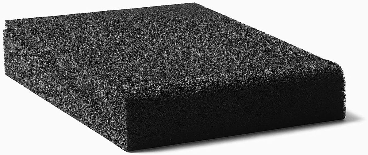 SS5 Studio Monitor Isolation Pads, High-Density Acoustic Foam Tilted Tabletop & Desktop Speaker Stands for Midsize Bookshelf Computer Speakers, Prevent Vibrations & Fits most Speaker, Black - Pair