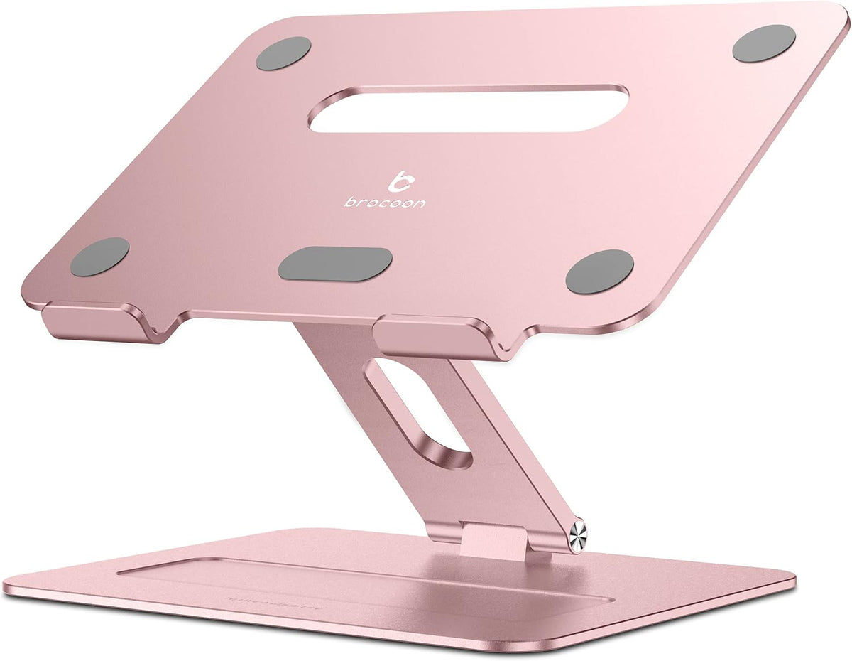 Laptop Stand | Adjustable Aluminum MacBook Riser, Ergonomic Computer Stand with Heat Vent, Fits 10–17" Laptops, Rose Gold