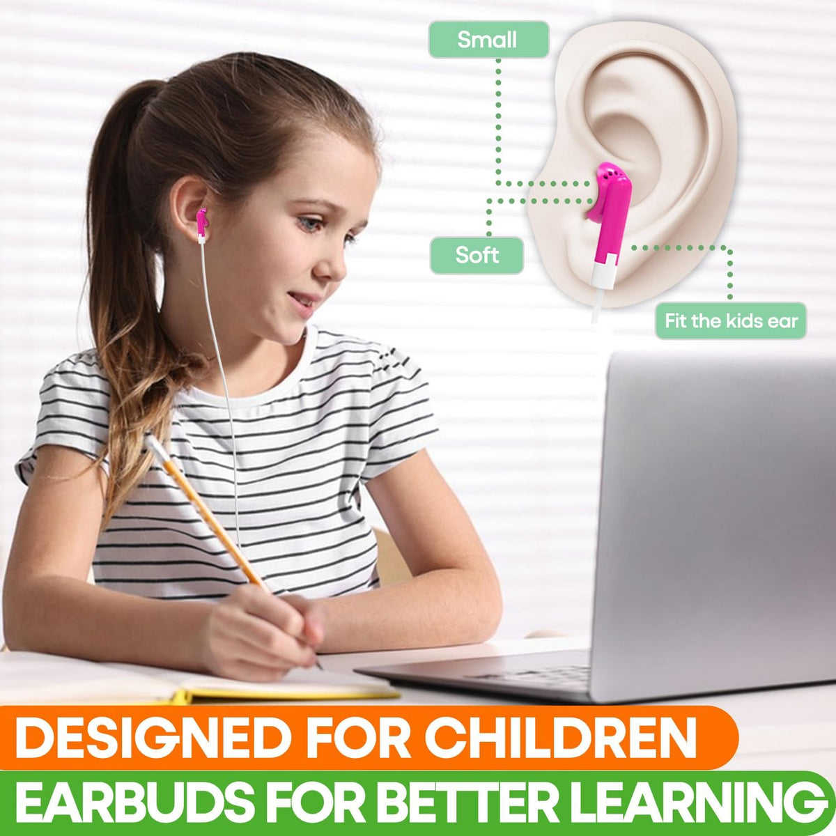 60 Pack 3.5 mm Earbud Bulk Kids Headphone for Classroom School, Wholesale Class Room Students Wired Earphones with Jack