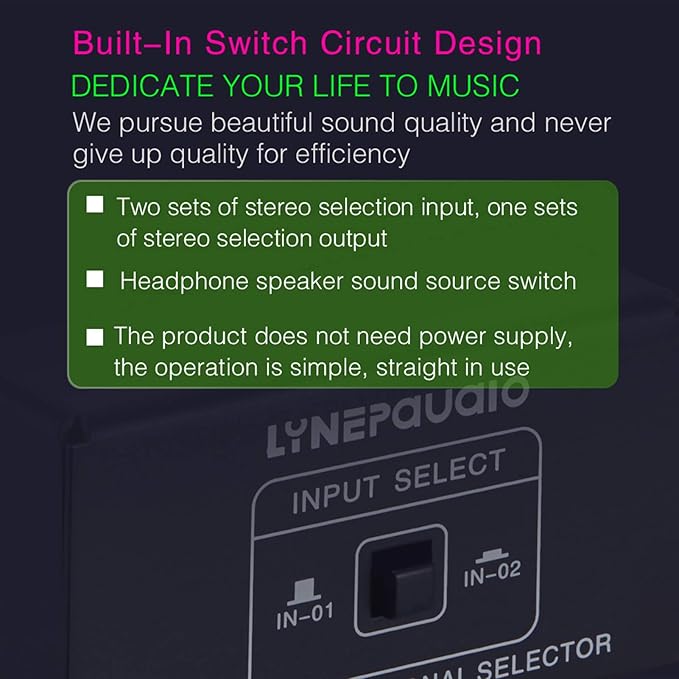 JINGFENG Audio Switcher 2 in 1 Out/1 in 2 Out A/B Switch Stereo Audio Splitter Box with No Distortion Jack for Switching Between Computer Speakers and Headphones