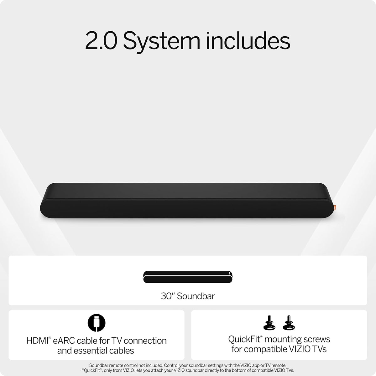 VIZIO 2.0 Soundbar w/Dolby Atmos & DTS:X, Bluetooth Speaker, QuickFit™ Compatible – SV200M-08 (New, 2024 Model)