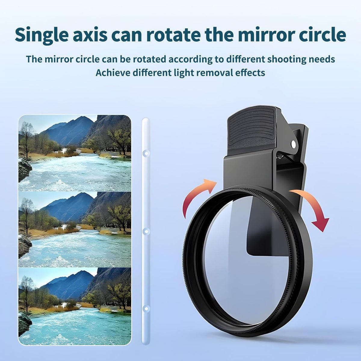 52mm Clip-on CPL Phone Camera Lens Filter, Polarized Camera Lens CPL Filter for iPhone 16 15 Pro Max Plus 14 13 Pro Max Mini 12 11 X XS Max Galaxy