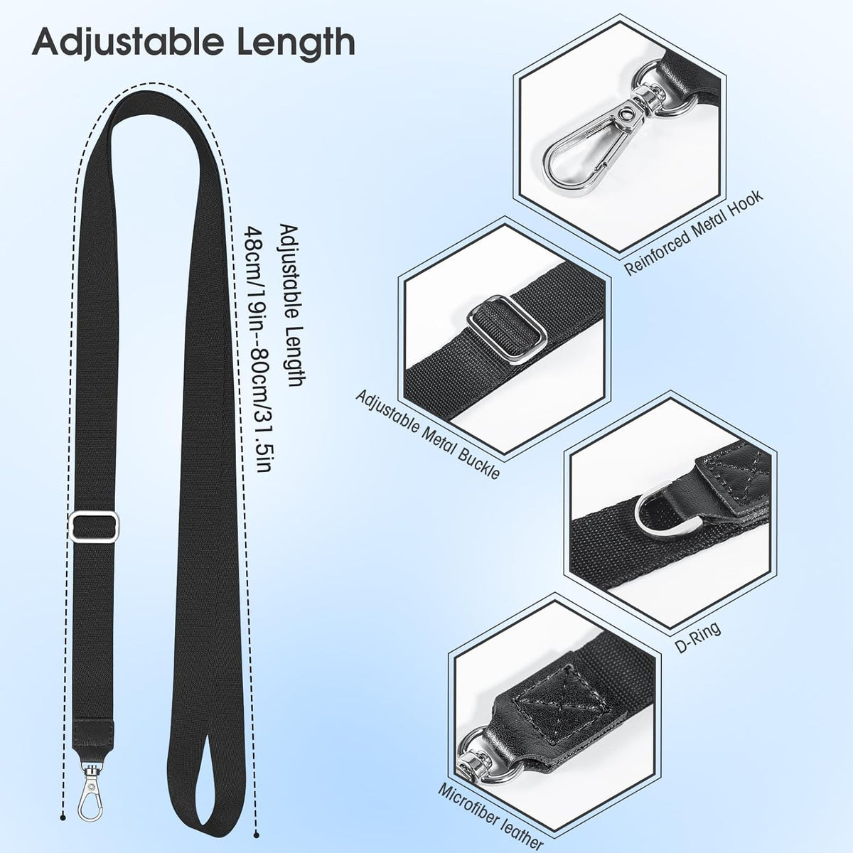 Phone Lanyard 2 Pack, Adjustable Cell Phone Multifuctional Patch Lanyards,Compatible with Most Smartphones and Wallets Keys ID Badges Travel Essentials(Black+Gray) (Lanyard Letter Sign Y)