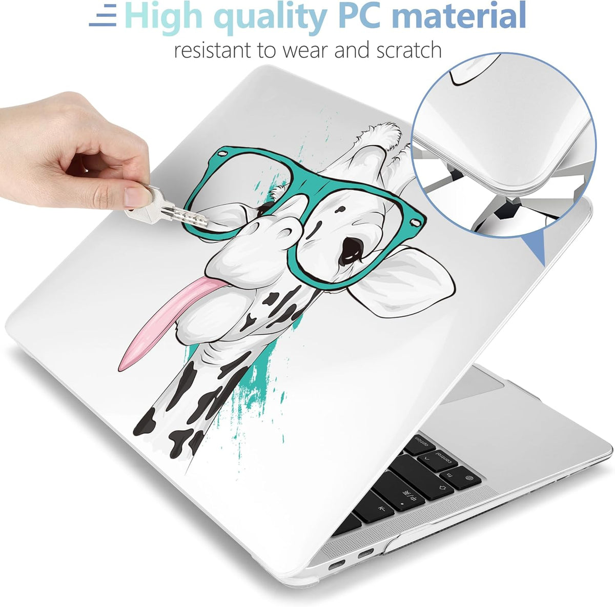 MEEgoodo for MacBook Air 13 inch Case 2021 2020 2019 2018 Released A2337 M1 A2179 A1932 with Touch ID, Plastic Hard Shell & Keyboard Cover Compatible with MacBook Air Case 13.3, Funny Giraffe
