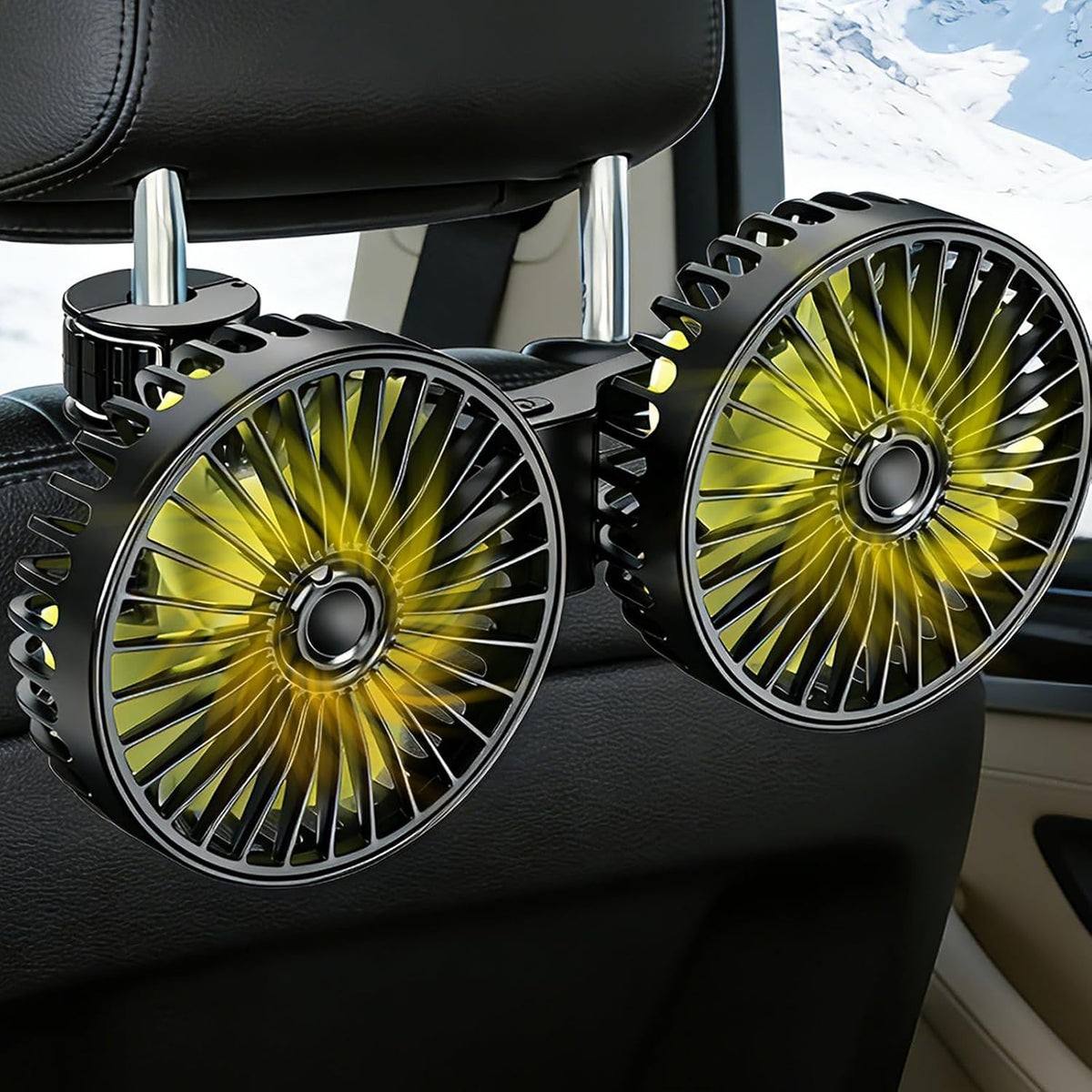 Dual Backseat Car Fan - Kid-Friendly Airflow Solution for Rear Seats