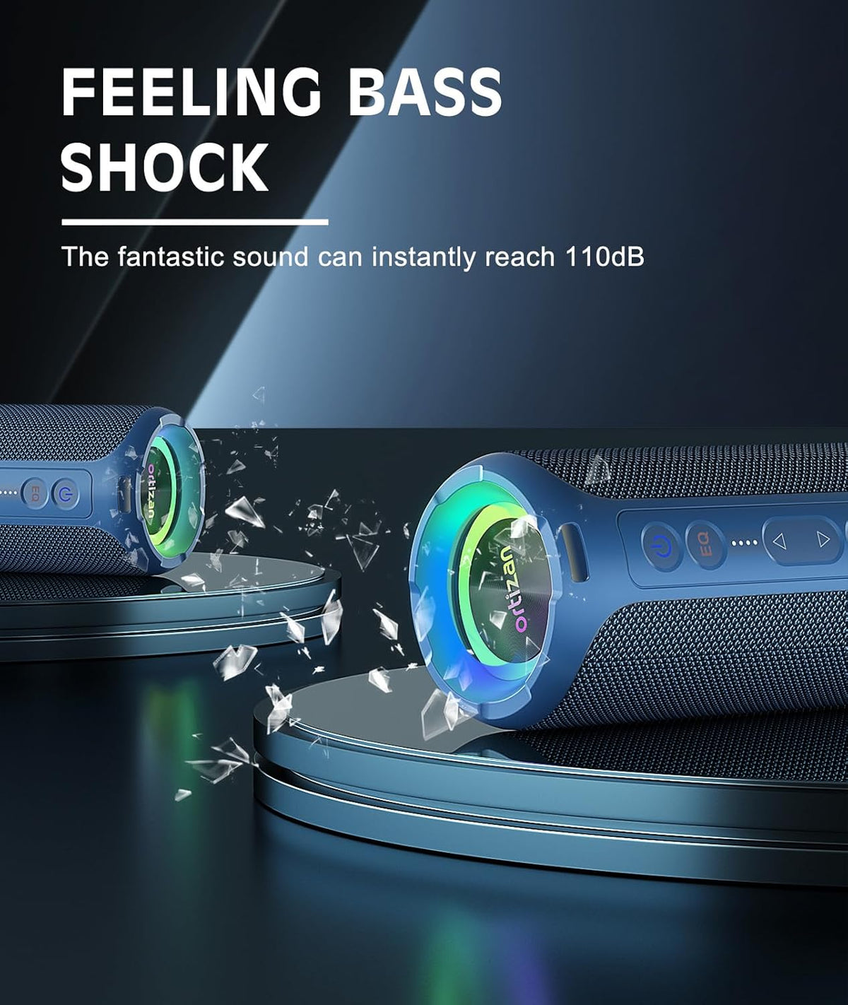 Ortizan Bluetooth Speaker, IPX7 Waterproof, Portable Speakers with HD Sound, Deep Bass, RGB Lights (Notice: X8 Pro Navy and X8 Pro Blue Cannot be paired via TWS Due to Different Bluetooth Versions)