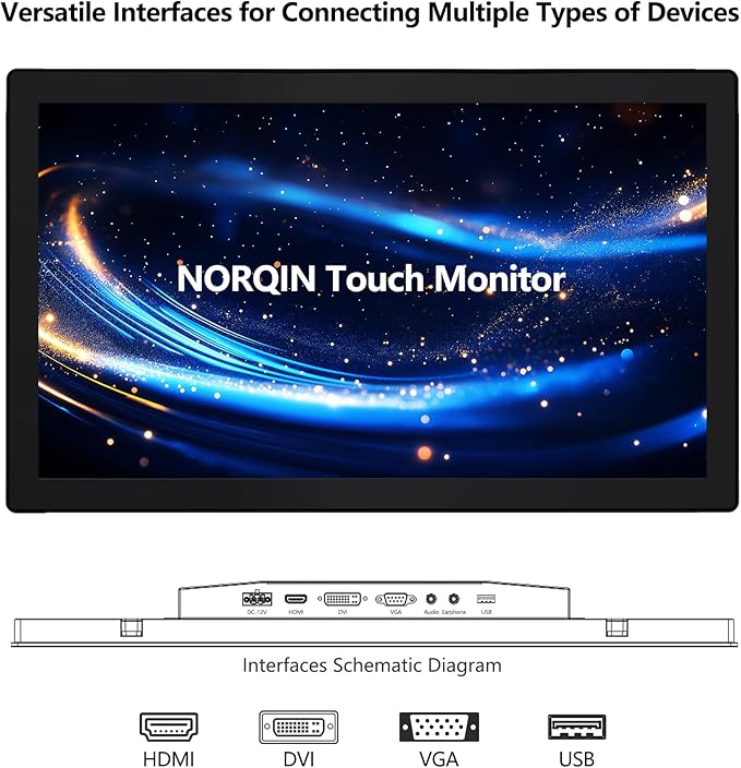7 Inch Industrial Touchscreen Monitor10-Point Capacitive Touch IP65 LCD Display 16:9with VESA HDMI/VGA/DVI/USB/Audiofor Medical &amp Industrial &amp Kiosks POS.1024 * 600