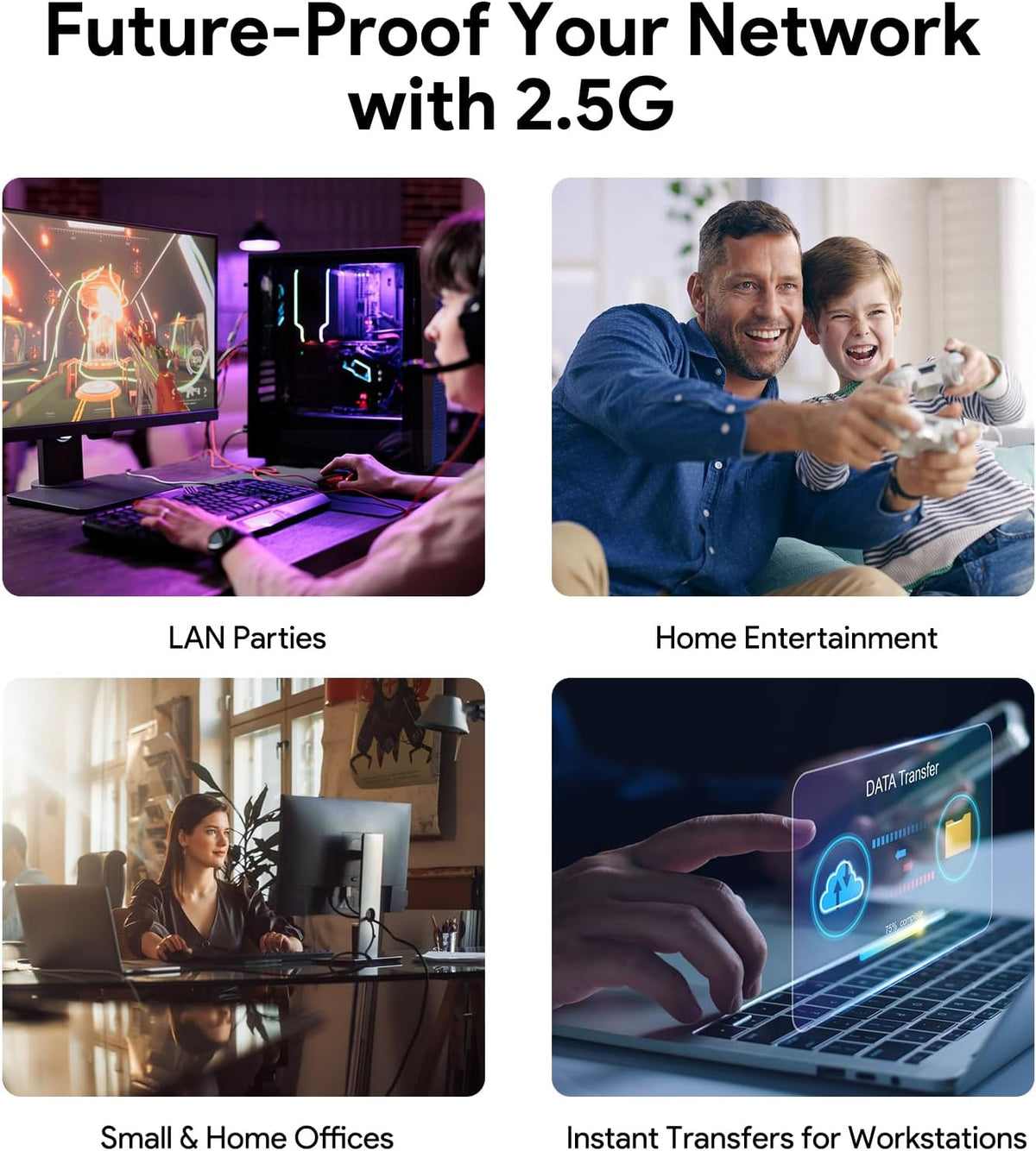 2.5G Ethernet Switch, 8 Ports Multi-Gigabit Ethernet Switch, Unmanaged, Fanless, Plug & Play, Reliable Network Splitter, Ideal for Gaming, NAS, PC, Silent, Desktop/ Wall Mount, Metal Design