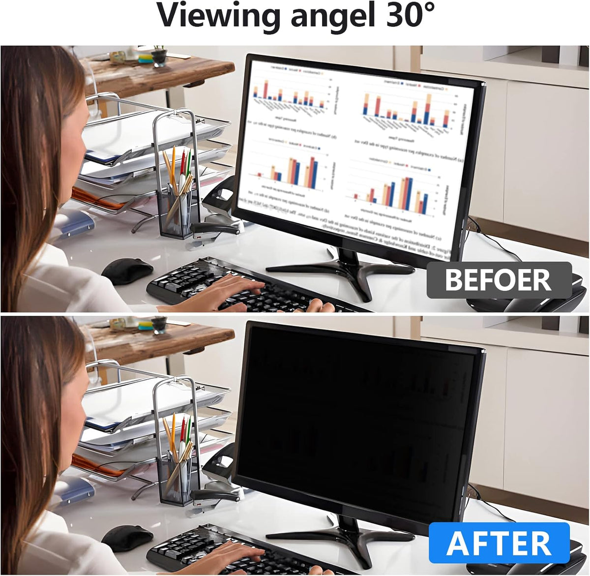 Computer Privacy Screen Protector 24 Inch with Hp Dell Acer Asus Samsung LG and More, Removable Security Shield Filter for 16:9 Aspect Ratio Monitor Like ViewSonic Sceptre AOC Koorui BenQ (24" Diagonal 16:9 1 Pack)