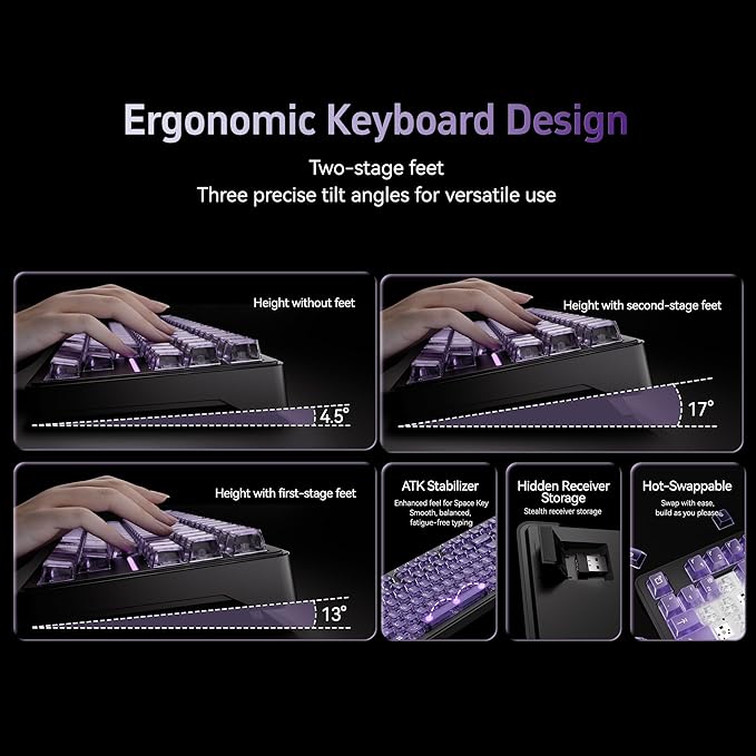 ATK A87 Pro Wireless Mechanical Keyboard 87-Key TKL Gasket Mount Hot-Swap Tri-Mode RGB (Arctic Snow)