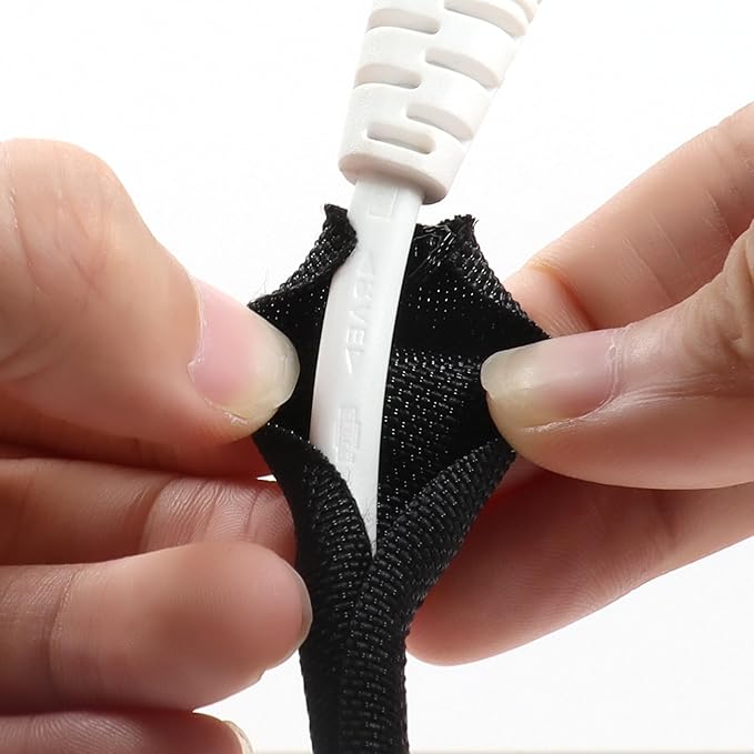 BuyUneed Black Split Braided Cable Management Sleeves 1/4inch -18Feet