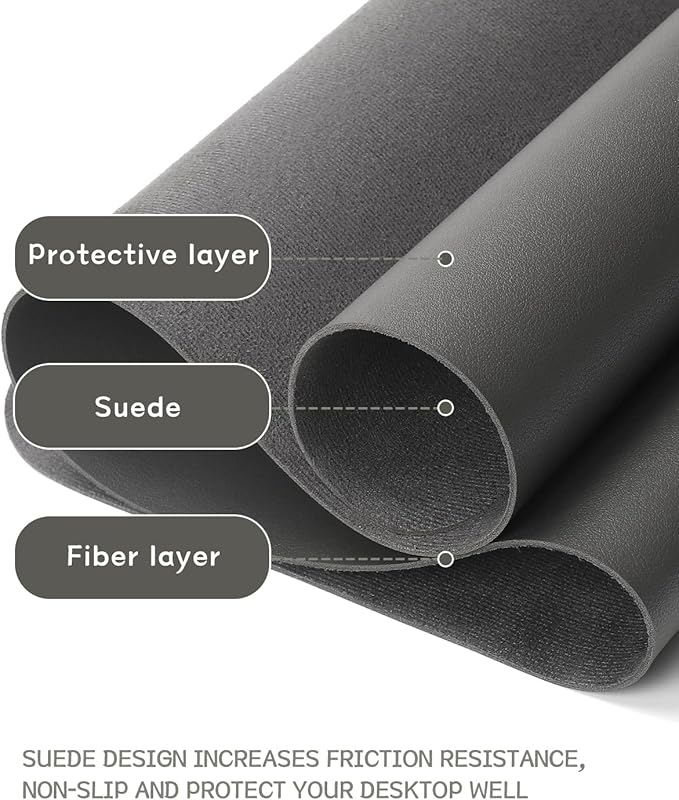 YSAGi Non-Slip Leather Desk Pad L Size, Waterproof Laptop Computer Desk Keyboard Mat, Table Protector Blotter Mat, Large Mouse Pad for Office/Work/Home/Decor(Dark Gray, 35.4" x 17")