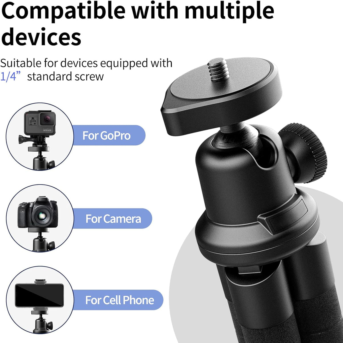Aureday Phone Tripod, Flexible Tripod for iPhone and Android Cell Phone, Come with Wireless Remote and Clip for Video Recording/Vlogging/Selfie