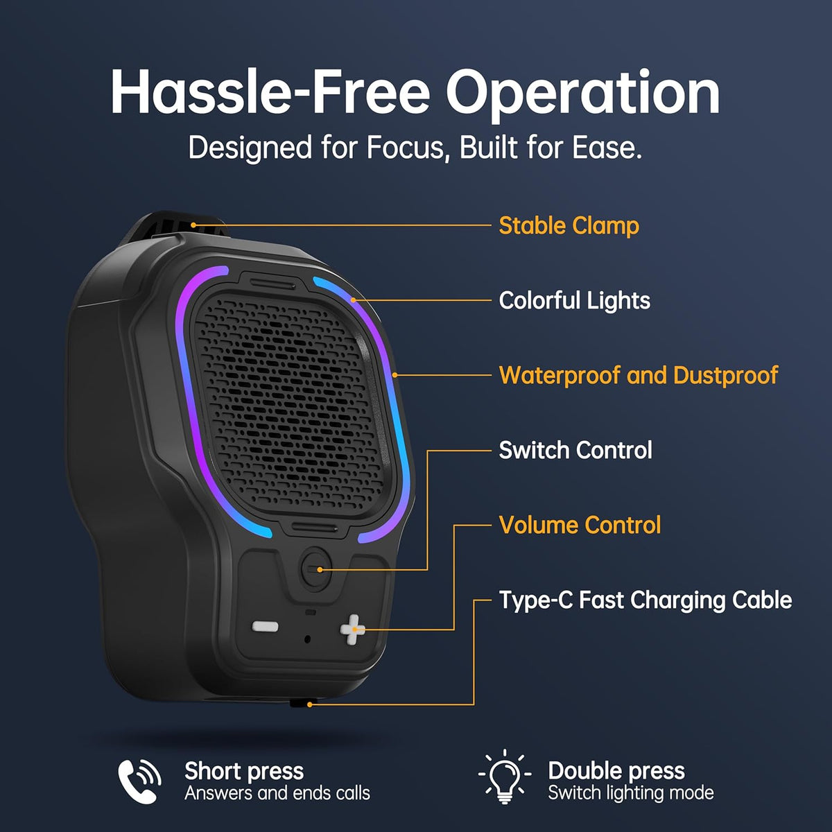 buwy 3 10H Commute Wearable Bluetooth Speaker, Magnetic Clip-on Wireless Portable Speaker with Light Modes, Playtime