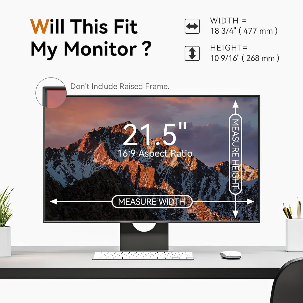[5-Pack] 21.5 Inch Computer Privacy Screen for 16:9 Widescreen Monitor, Anti Glare Anti-UV Eye Protection Desktop PC LED Monitor Filter, Removable Anti-Scratch Screen Film 21in
