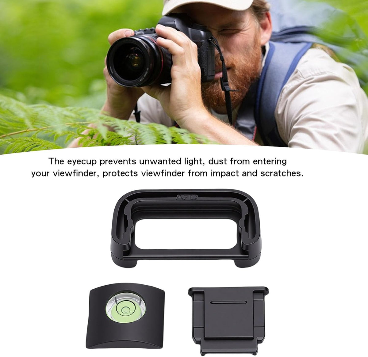 A7C Camera Eyecup Viewfinder Eyepiece, Hot Shoe Cover Protector Cap with Bubble Spirit Level, Fit for Camera