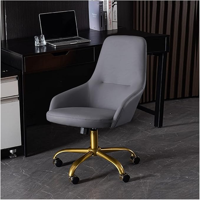 Adjustable Office Computer Chair with Armrest Leather Office Chairs for Meeting Room Furniture Home Chair Backrest Swivel Computer Gaming(Dark Orange-Golden)