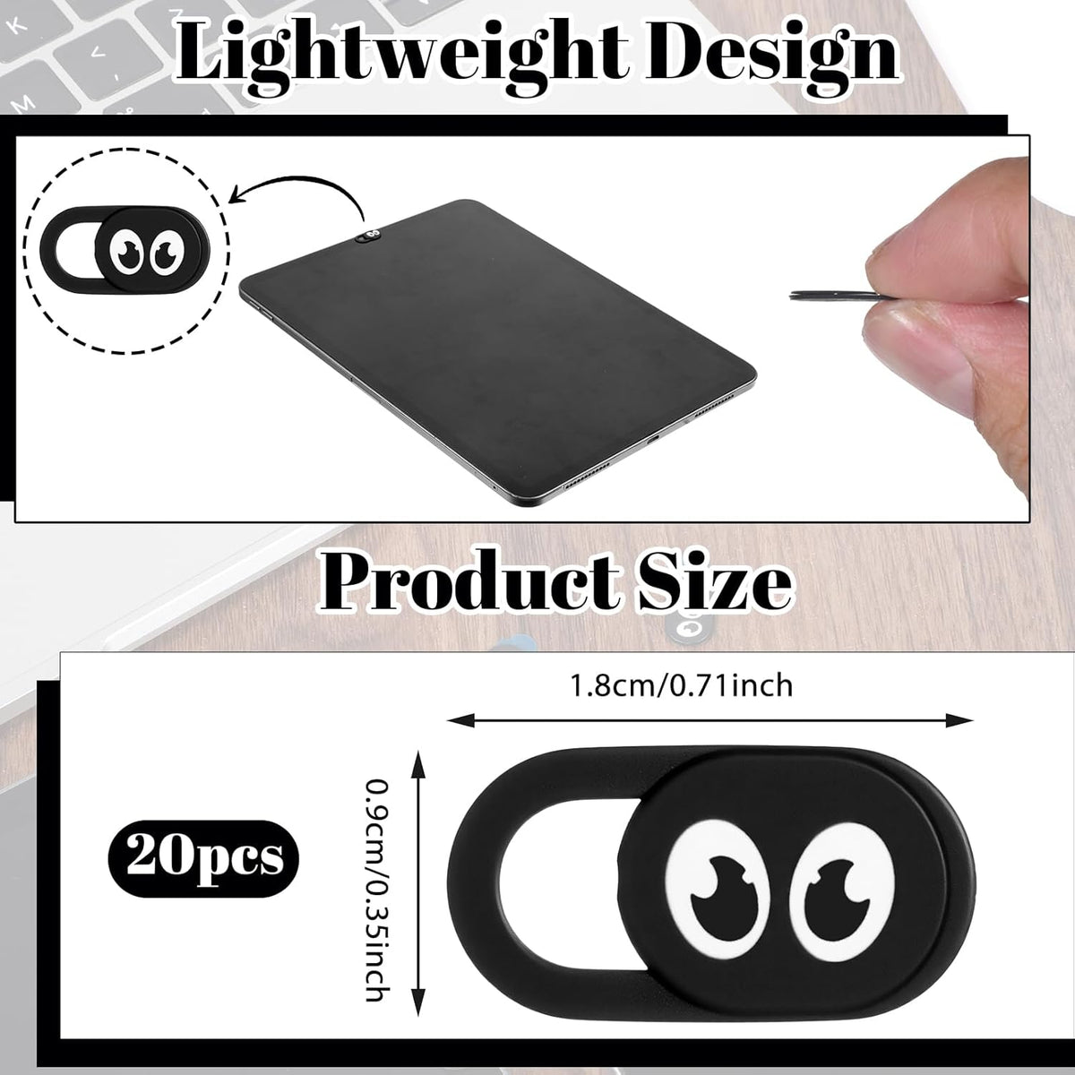 20 Pcs Webcam Cover Slide, 0.023 Inch Ultra Thin Universal Laptop Camera Cover Slide Webcam Covers Cameras Blocker Slider Camera Cap for Laptop, Computer, Great for Privacy