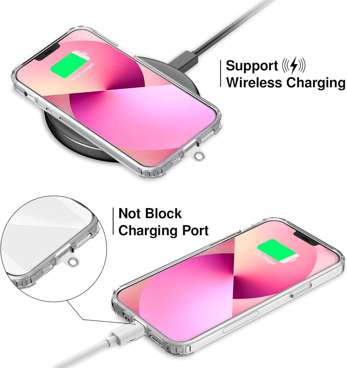 Cell Phone Lanyard [Light Pink] - Comfortable Universal Smartphone Lanyard - Easy to Use Neck Phone Holder [Clear Patch] - Adjustable Length Phone Strap Crossbody - Fits All Mobile Phones