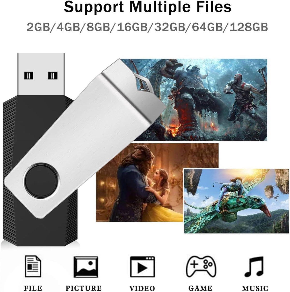 Customizable Flash Drives 16GB, Wooolken Personalized USB 2.0 Drive 10/20/50/100 Pack, Custom Thumb Drive Engraved Logo USB Drive (Mixcolors)
