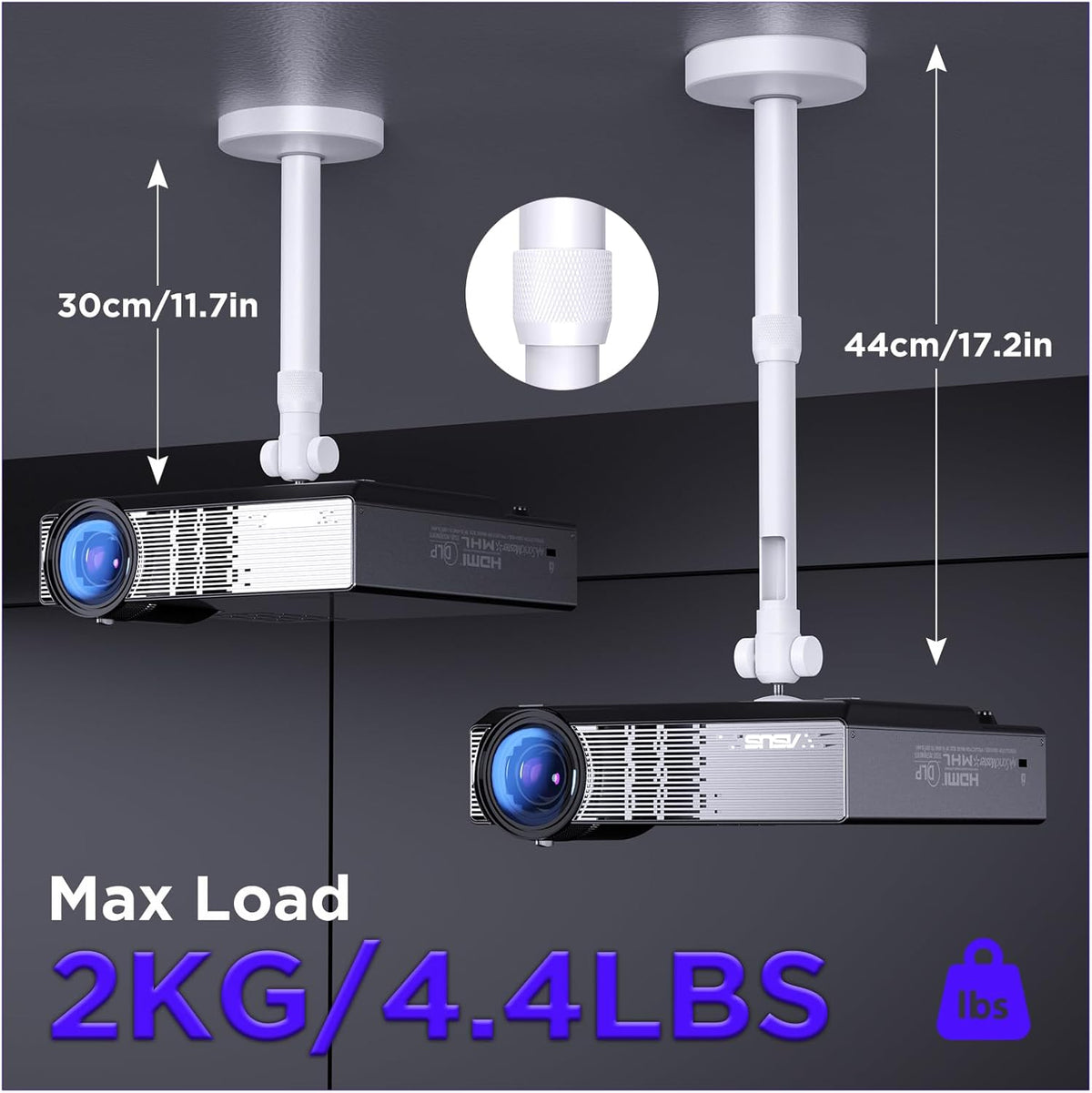 DAWASAPAT -Inch Projector Mount for Ceiling/Wall - Screw Adjustable Tilt&Swivel Hanging Wall Mount Hanger Rack