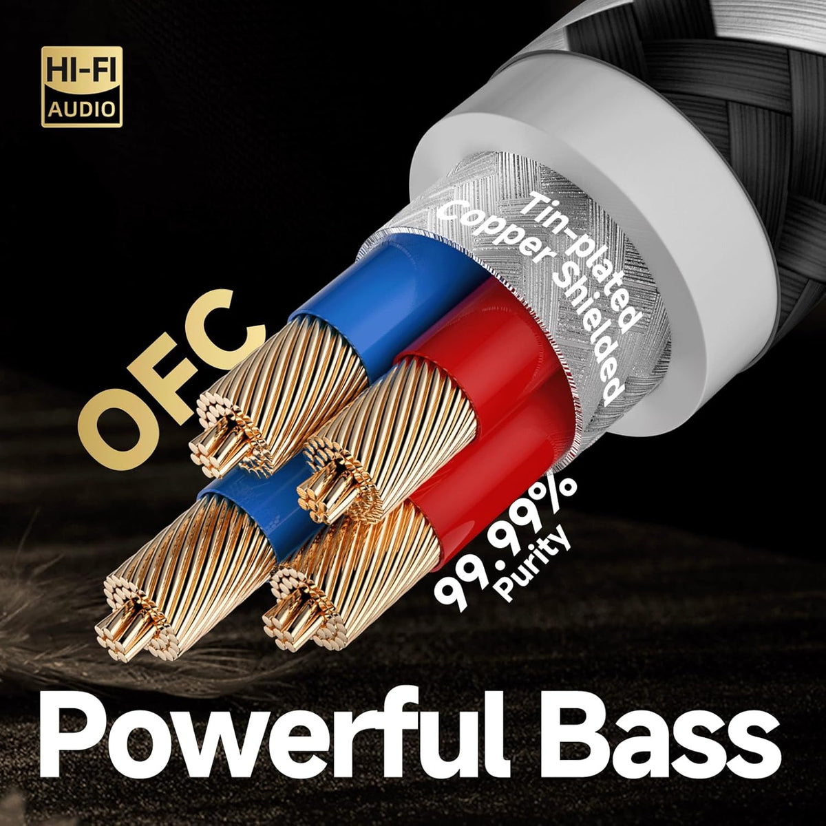 TODN Auidophile 2RCA Male to Male Stereo Audio Cable, OFC RCA Cables for Subwoofer, Home System (9.8ft/3m, 1 Pair)