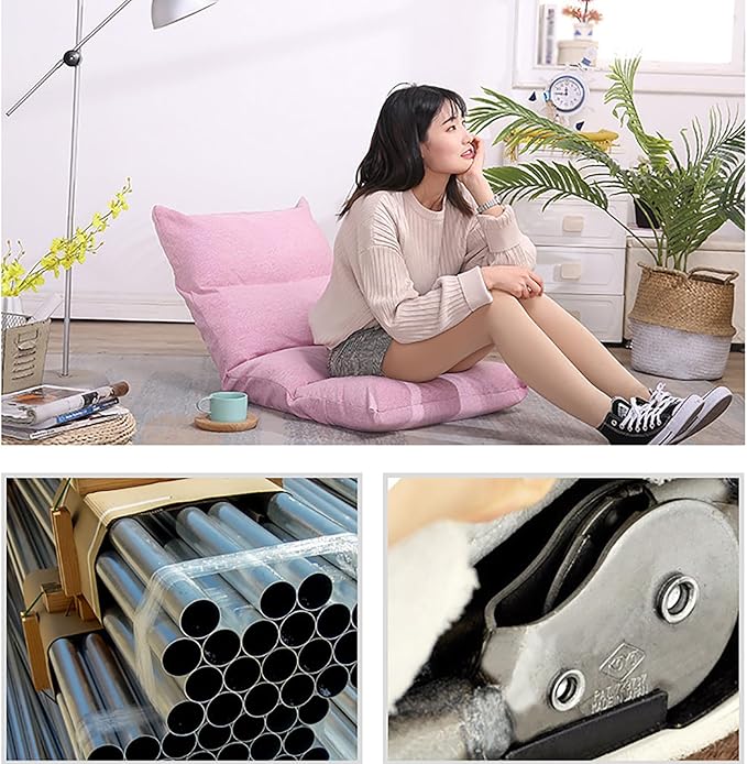NaKeah Folding Floor Gaming Chair 6-Position Adjustable Floor Lazy Sofa Chair w/Breathable Cotton &amp Skin-Friendly Flannel Ideal for Reading Gaming MeditatingI