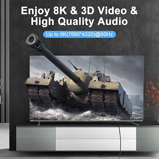 Thsucords 8K 4K HDMI Cable 1.6FT 2 Pack, High Speed Braided HDMI to HDMI 2.1 Cord Supports 8K@60Hz, 4K@120Hz 144Hz 48Gbps Compatible with Roku TV/PS5/HDTV/Blu-ray